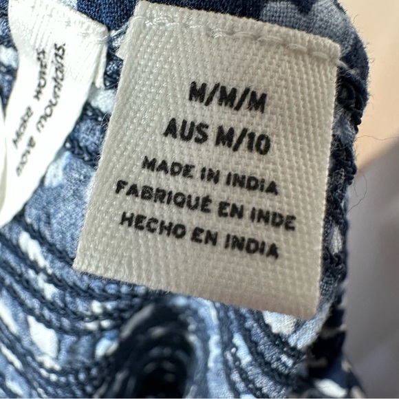 New ROXY Hello Petal Blue Indigo Smocked Mini Dress Sz M Ditsy Dot Peasant NWOT - Picture 5 of 8